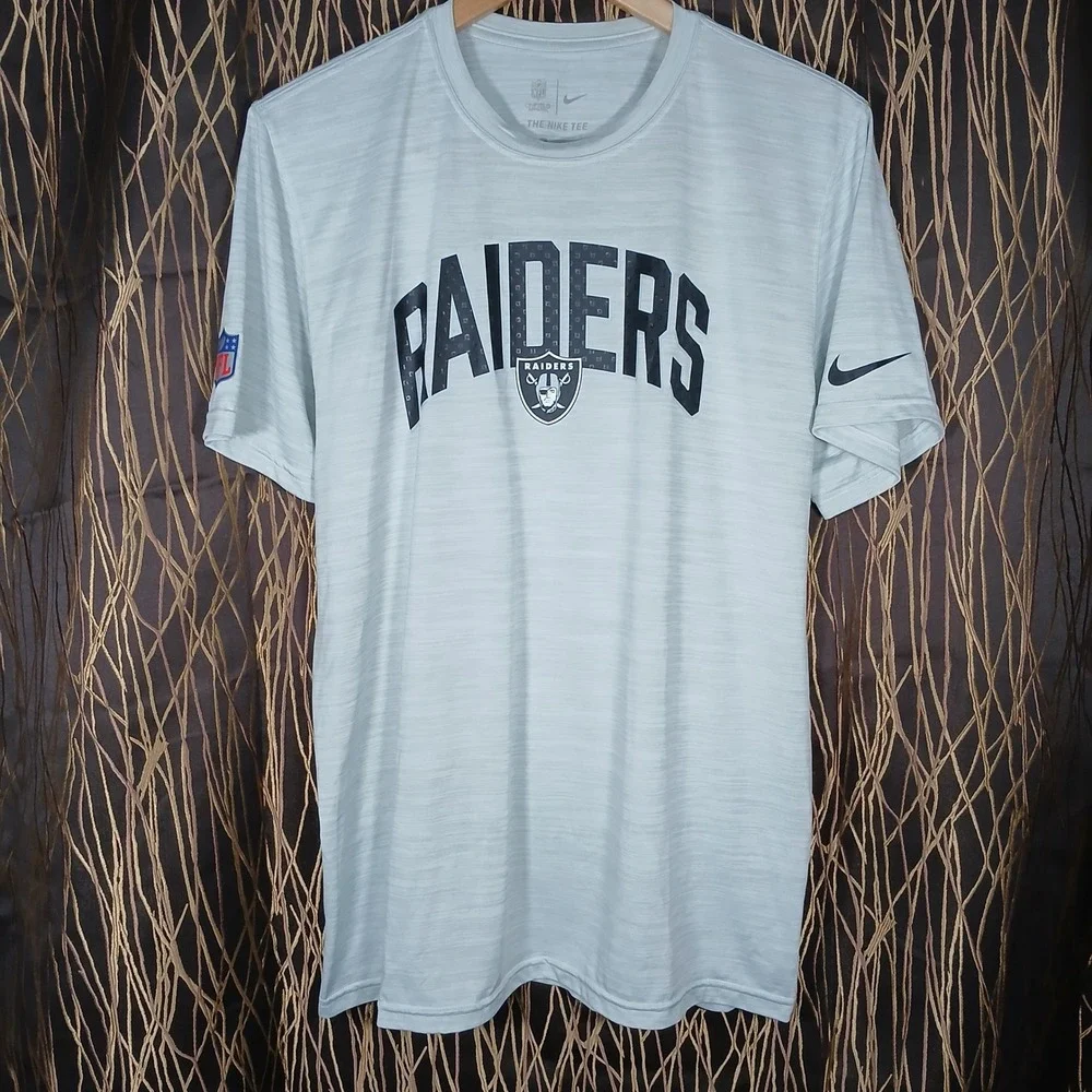 Nike Raiders T-Shirt Mens Large Grey Dri-FIT NFL Onfield Apparel NS19-10A